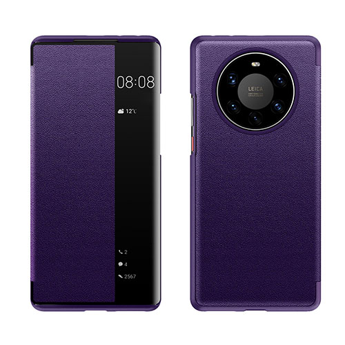Leather Case Stands Flip Cover Holder LF1 for Huawei Mate 40 Pro+ Plus Purple