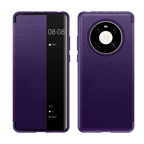 Leather Case Stands Flip Cover Holder LF1 for Huawei Mate 40 Pro Purple