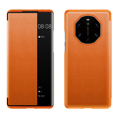 Leather Case Stands Flip Cover Holder LF1 for Huawei Mate 40 RS Orange