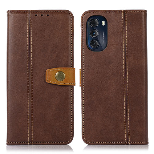 Leather Case Stands Flip Cover Holder M01L for Motorola Moto G 5G (2022) Brown
