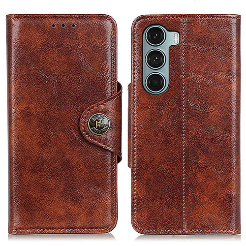 Leather Case Stands Flip Cover Holder M01L for Motorola Moto G200 5G Brown