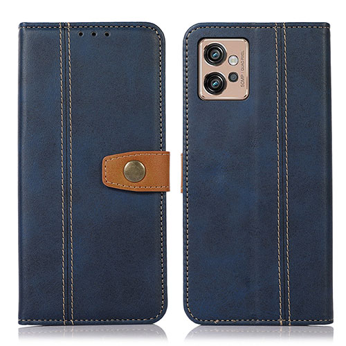 Leather Case Stands Flip Cover Holder M01L for Motorola Moto G32 Blue