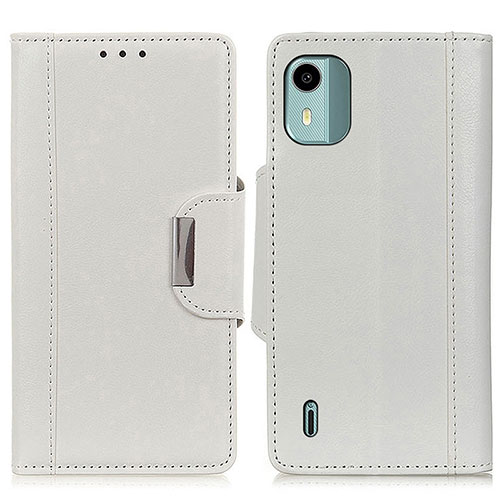 Leather Case Stands Flip Cover Holder M01L for Nokia C12 White