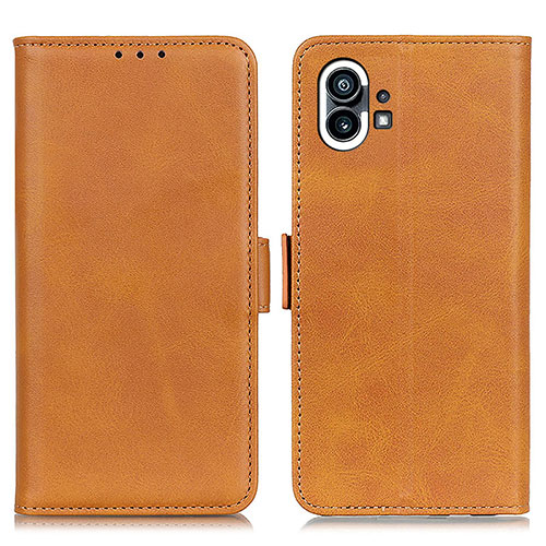 Leather Case Stands Flip Cover Holder M01L for Nothing Phone 1 Light Brown