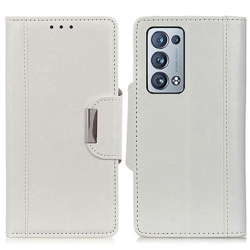 Leather Case Stands Flip Cover Holder M01L for Oppo Reno6 Pro 5G White