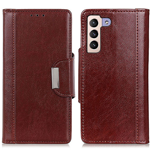 Leather Case Stands Flip Cover Holder M01L for Samsung Galaxy S21 5G Brown
