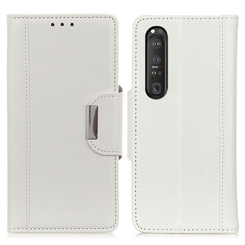 Leather Case Stands Flip Cover Holder M01L for Sony Xperia 1 III White