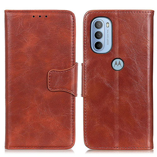 Leather Case Stands Flip Cover Holder M02L for Motorola Moto G31 Brown