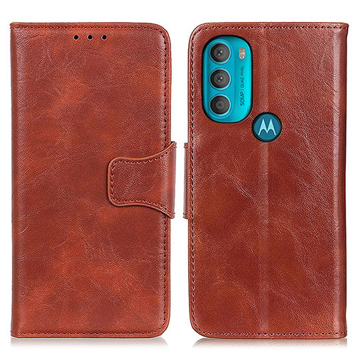 Leather Case Stands Flip Cover Holder M02L for Motorola Moto G71 5G Brown
