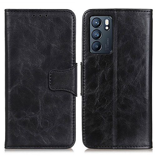 Leather Case Stands Flip Cover Holder M02L for Oppo Reno6 5G Black