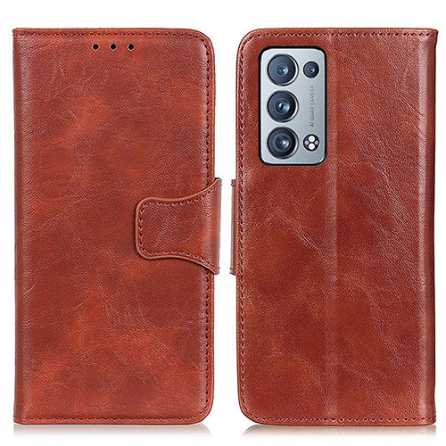 Leather Case Stands Flip Cover Holder M02L for Oppo Reno6 Pro 5G Brown