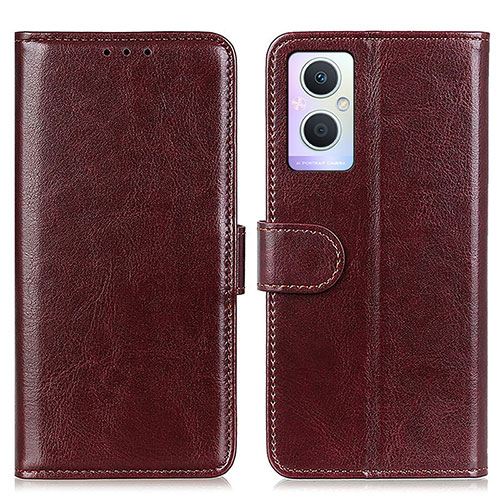 Leather Case Stands Flip Cover Holder M02L for Oppo Reno7 Lite 5G Brown