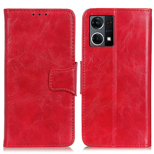 Leather Case Stands Flip Cover Holder M02L for Oppo Reno8 4G Red