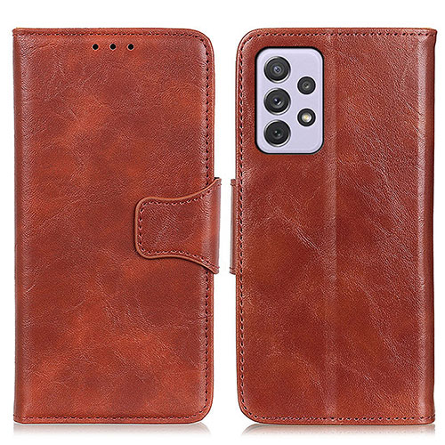 Leather Case Stands Flip Cover Holder M02L for Samsung Galaxy A73 5G Brown