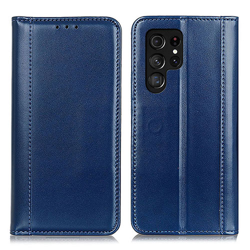 Leather Case Stands Flip Cover Holder M02L for Samsung Galaxy S21 Ultra 5G Blue