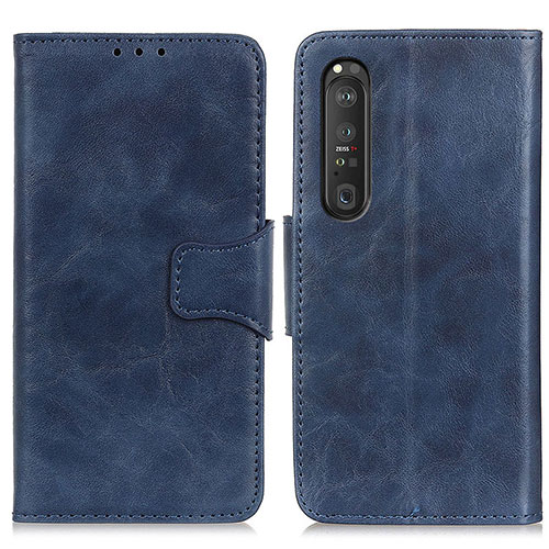 Leather Case Stands Flip Cover Holder M02L for Sony Xperia 1 III Blue