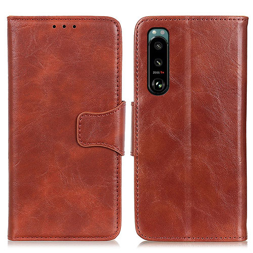 Leather Case Stands Flip Cover Holder M02L for Sony Xperia 5 III Brown