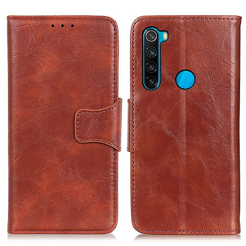 Leather Case Stands Flip Cover Holder M02L for Xiaomi Redmi Note 8 (2021) Brown