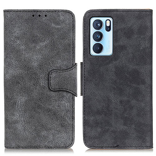 Leather Case Stands Flip Cover Holder M03L for Oppo Reno6 Pro 5G India Black