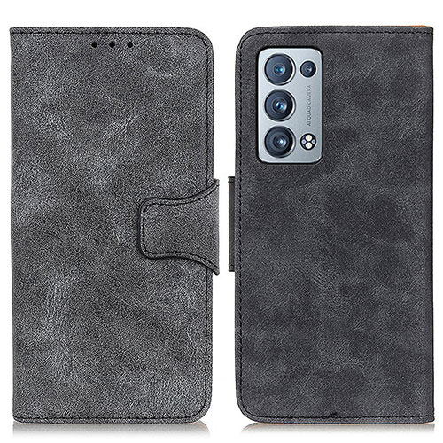 Leather Case Stands Flip Cover Holder M03L for Oppo Reno6 Pro+ Plus 5G Black