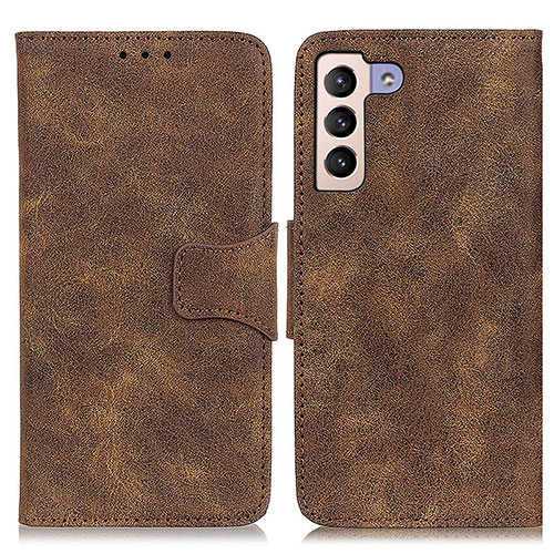 Leather Case Stands Flip Cover Holder M03L for Samsung Galaxy S21 5G Brown