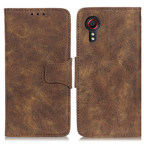 Leather Case Stands Flip Cover Holder M03L for Samsung Galaxy XCover 5 SM-G525F Brown