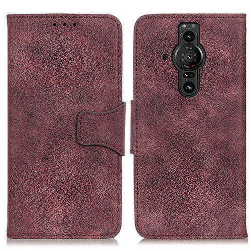 Leather Case Stands Flip Cover Holder M03L for Sony Xperia PRO-I Purple