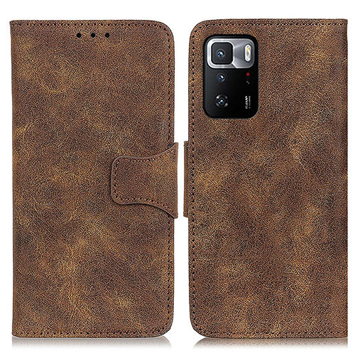 Leather Case Stands Flip Cover Holder M03L for Xiaomi Poco X3 GT 5G Brown