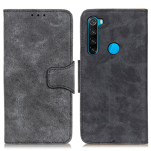 Leather Case Stands Flip Cover Holder M03L for Xiaomi Redmi Note 8 (2021) Black
