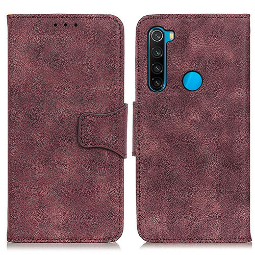 Leather Case Stands Flip Cover Holder M03L for Xiaomi Redmi Note 8 (2021) Purple
