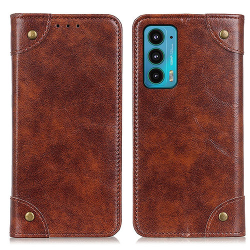 Leather Case Stands Flip Cover Holder M04L for Motorola Moto Edge 20 5G Brown