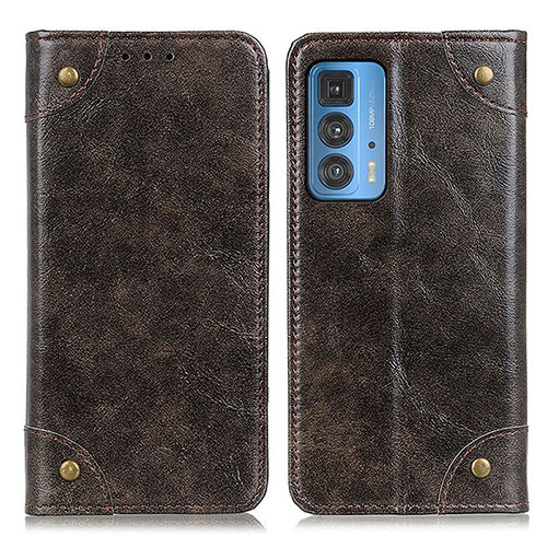 Leather Case Stands Flip Cover Holder M04L for Motorola Moto Edge 20 Pro 5G Bronze