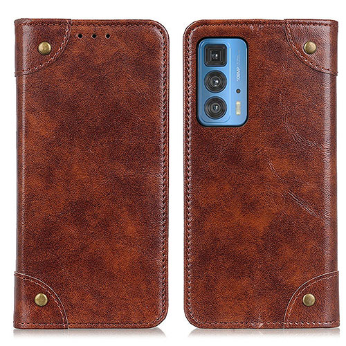 Leather Case Stands Flip Cover Holder M04L for Motorola Moto Edge 20 Pro 5G Brown
