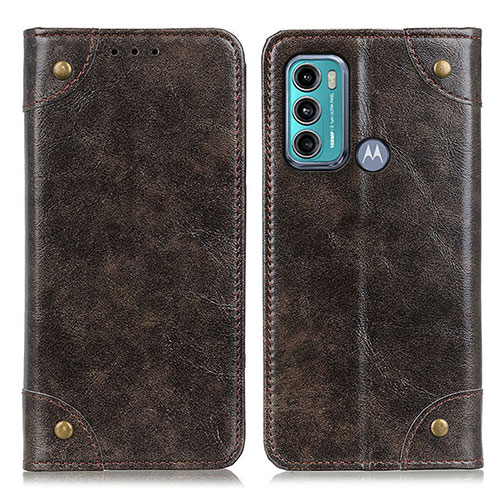 Leather Case Stands Flip Cover Holder M04L for Motorola Moto G40 Fusion Bronze