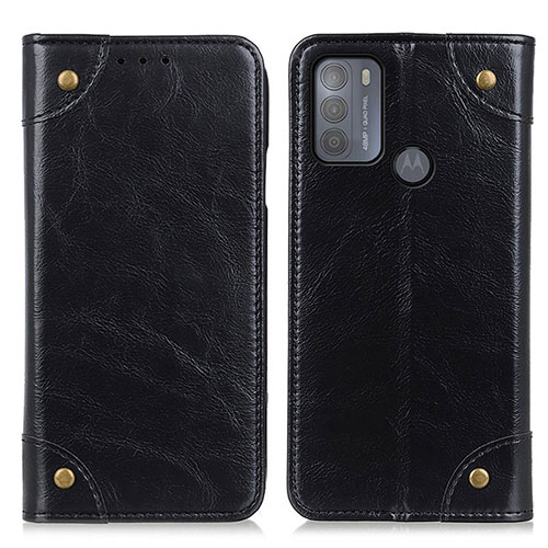 Leather Case Stands Flip Cover Holder M04L for Motorola Moto G50 Black