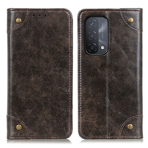 Leather Case Stands Flip Cover Holder M04L for OnePlus Nord N200 5G Bronze