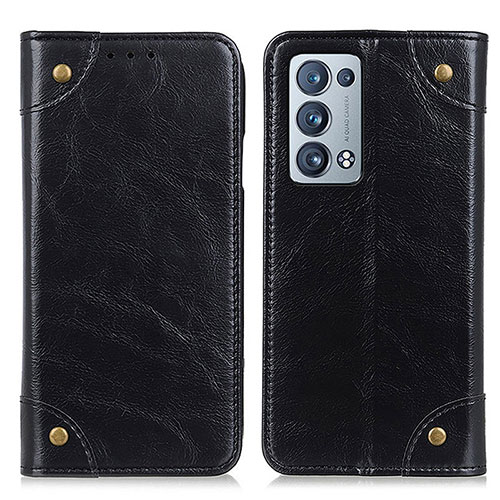 Leather Case Stands Flip Cover Holder M04L for Oppo Reno6 Pro 5G Black