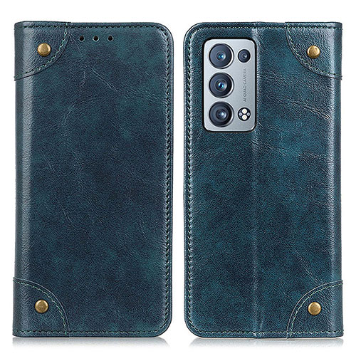 Leather Case Stands Flip Cover Holder M04L for Oppo Reno6 Pro+ Plus 5G Blue