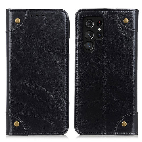 Leather Case Stands Flip Cover Holder M04L for Samsung Galaxy S21 Ultra 5G Black