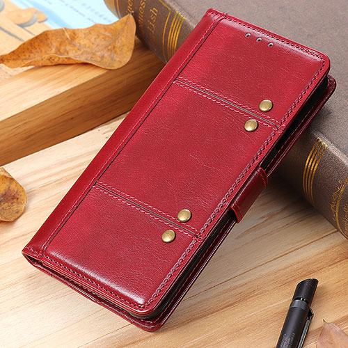 Leather Case Stands Flip Cover Holder M04L for Xiaomi Redmi Note 8 (2021) Red