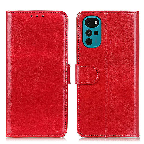 Leather Case Stands Flip Cover Holder M05L for Motorola Moto G22 Red