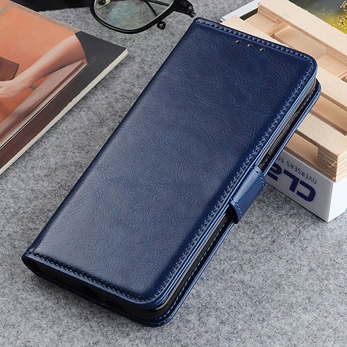 Leather Case Stands Flip Cover Holder M05L for Motorola Moto G41 Blue