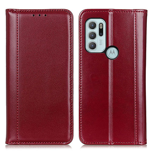 Leather Case Stands Flip Cover Holder M05L for Motorola Moto G60s Red