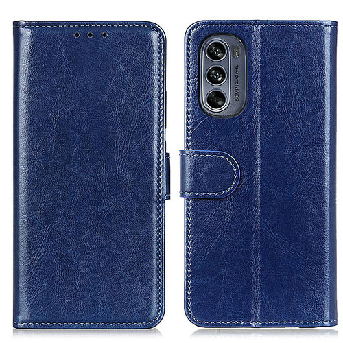 Leather Case Stands Flip Cover Holder M05L for Motorola Moto G62 5G Blue