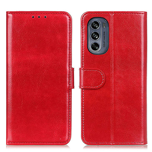 Leather Case Stands Flip Cover Holder M05L for Motorola Moto G62 5G Red
