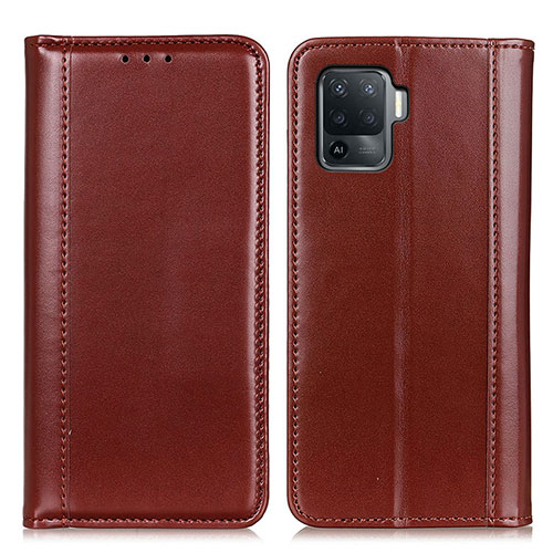 Leather Case Stands Flip Cover Holder M05L for Oppo A94 4G Brown