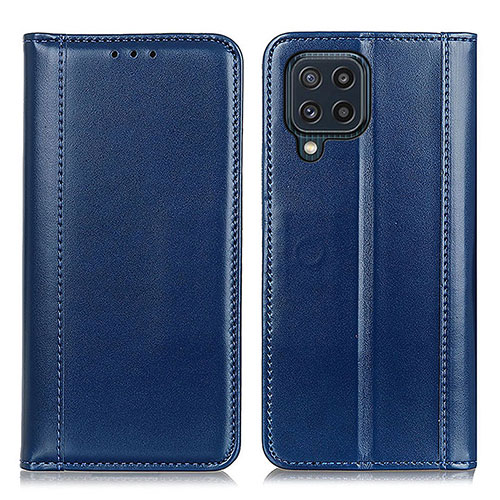 Leather Case Stands Flip Cover Holder M05L for Samsung Galaxy M32 4G Blue