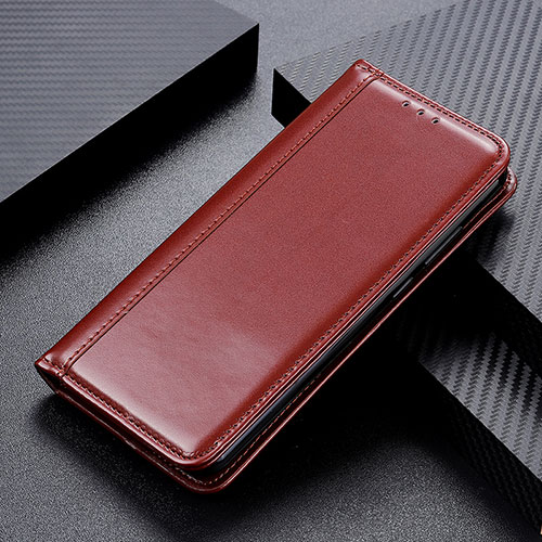 Leather Case Stands Flip Cover Holder M05L for Samsung Galaxy M32 5G Brown