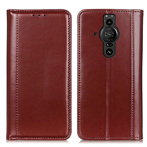 Leather Case Stands Flip Cover Holder M05L for Sony Xperia PRO-I Brown