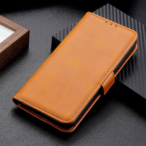 Leather Case Stands Flip Cover Holder M06L for Motorola Moto G200 5G Light Brown